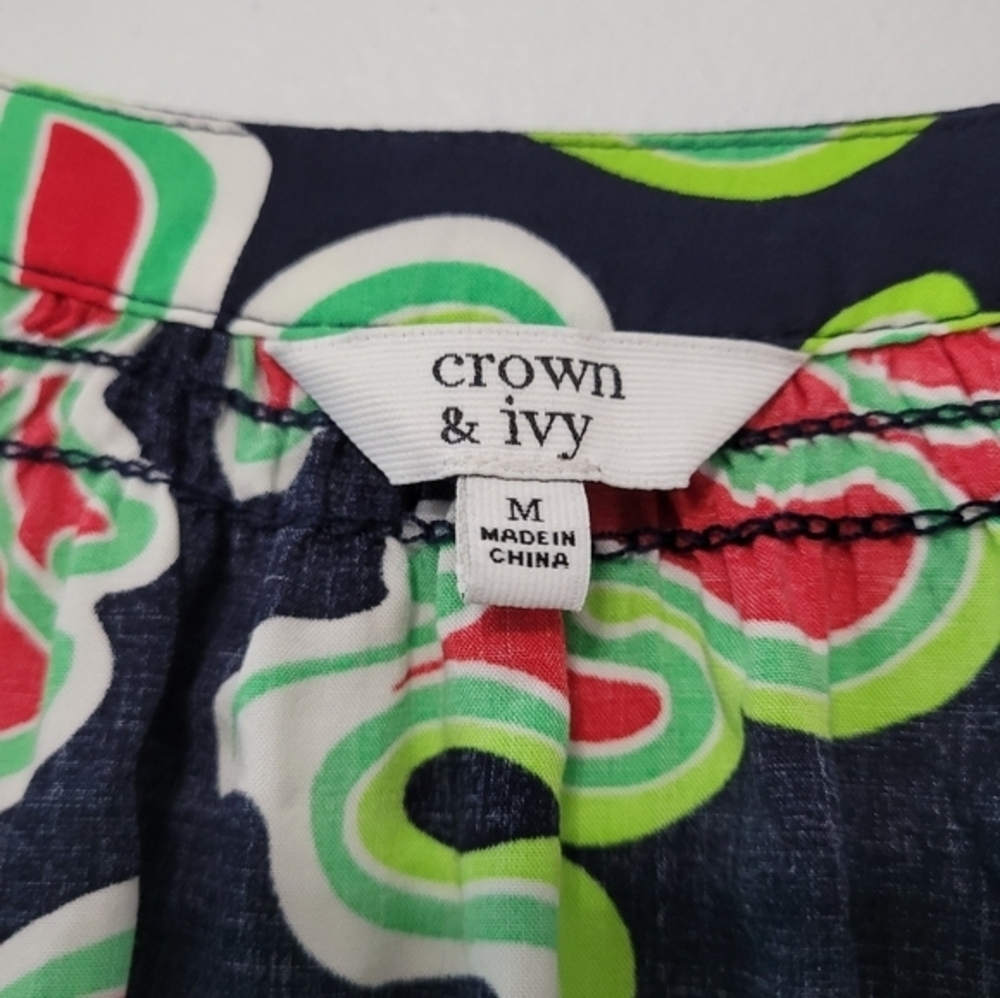 Women's Sz M & MP Office Blouse Top Bundle Floral Novelty Print Loft Crown & Ivy - Picture 3 of 16